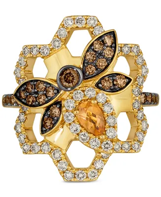 Le Vian Cinnamon Citrine (1/6 ct. t.w.), Chocolate Diamonds (1/3 ct. t.w.) & Nude Diamonds (5/8 ct. t.w.) Statement Ring in 14k Yellow Gold