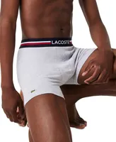 Lacoste Men's Stretch Boxer Brief Set, 3-Pack - Navy Blue, Silver