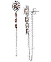 Le Vian Chocolatier Chocolate Quartz (5/8 ct. t.w.) & Chocolate Diamonds (3/8 ct. t.w.) Linear Drop Earrings in 14k White Gold