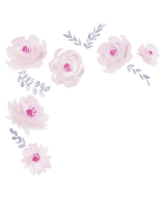 Bedtime Originals Blossom Pink/Gray Watercolor Floral Wall Decals
