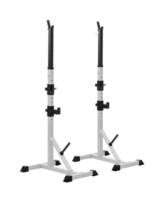 Soozier 2-Piece Steel Height Adjustable Barbell Squat Rack and Bench Press