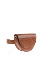 Lune Croco Embossed Leather Saddle Bag (Saddle Croco)