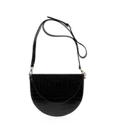 Women's Leather Embossed Croco Forget Me Not Bag (Black) - Black Croc