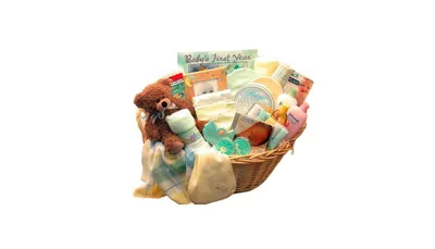 Gbds Deluxe Welcome Home Precious Baby Basket-Yellow/Teal - 1 Basket