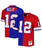 Men's Mitchell & Ness Jim Kelly Royal and Red Buffalo Bills 1990 Split Legacy Replica Jersey