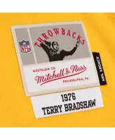 Men's Mitchell & Ness Terry Bradshaw Black and Gold Pittsburgh Steelers 1976 Split Legacy Replica Jersey