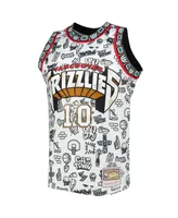 Men's Mitchell & Ness Mike Bibby White Vancouver Grizzlies 1998-99 Hardwood Classics Doodle Swingman Player Jersey