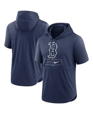 Men's Nike Navy Boston Red Sox Logo Lockup Performance Short-Sleeved Pullover Hoodie