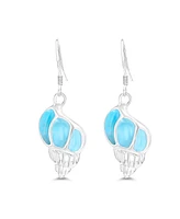 Macy's Larimar Seashell Fishhook Earrings in Sterling Silver