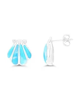 Macy's Larimar Shell Stud Earrings in Sterling Silver