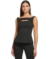 Dkny Women's Sleeveless Cut-Out Peplum Top