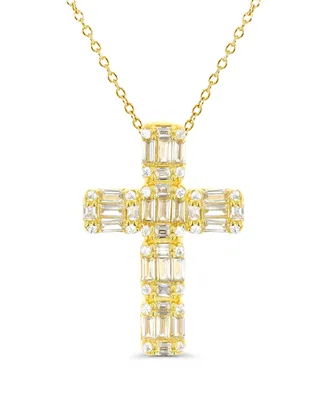 Macy's Cubic Zirconia Cross Necklace (1 1/2 ct. t.w.) in 14k Gold Over Sterling Silver