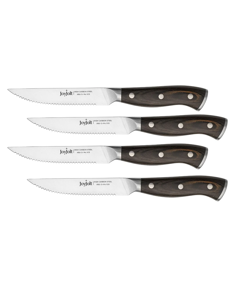 JoyJolt 4 Piece Steak Knife High Carbon Steel Kitchen Knife Set