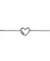 Rachel Glauber Ra Rhodium Plated Cubic Zirconia Heart Adjustable Bracelet