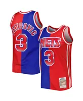 Men's Mitchell & Ness Drazen Petrovic Blue, Red New Jersey Nets Hardwood Classics 1992-93 Split Swingman