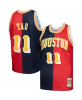 Men's Mitchell & Ness Yao Ming Navy, Red Houston Rockets Hardwood Classics 2004-05 Split Swingman Jersey