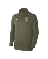 Men's Nike Olive Army Black Knights 1st Armored Division Old Ironsides Club Fleece Quarter-Zip Pullover Jacket