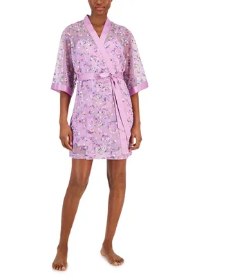 INC Women's Floral Embroidered Robe, Created for Macy's
