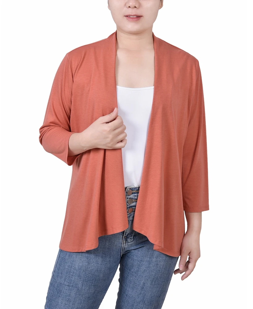 Ny Collection Women's Solid 3/4 Sleeve Cardigan