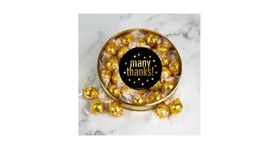 Thank You Candy Gift Tin with Chocolate Lindor Truffles by Lindt Large Plastic Tin with Sticker - "Many Thanks" - Assorted Pre