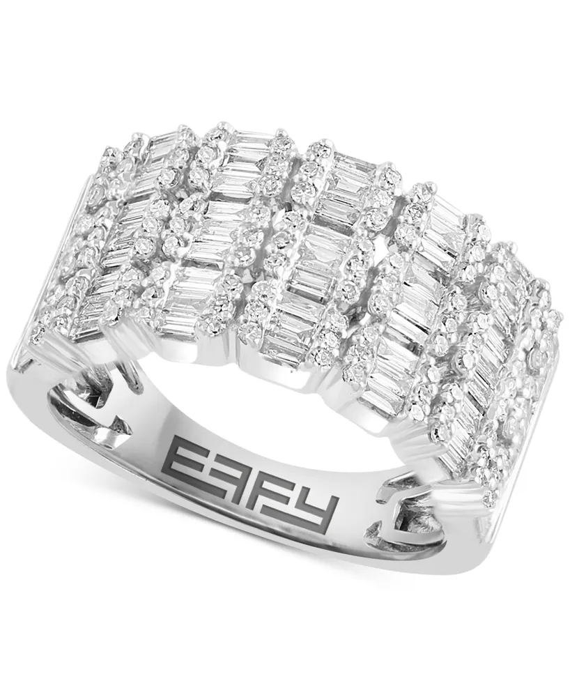 Effy Diamond Baguette Multirow Statement Ring (1-1/20 ct. t.w.) in 14k White Gold