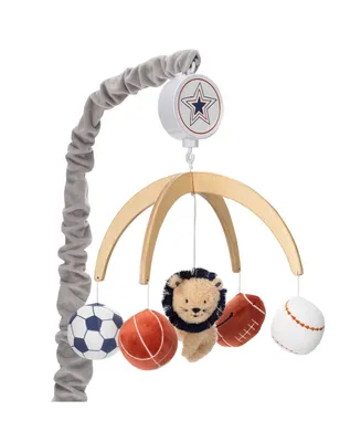 Lambs & Ivy Hall of Fame Lion/Sports Balls Musical Baby Crib Mobile Soother Toy