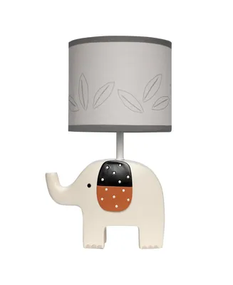 Lambs & Ivy Patchwork Jungle Modern Cream Elephant Lamp With Gray Shade & Bulb