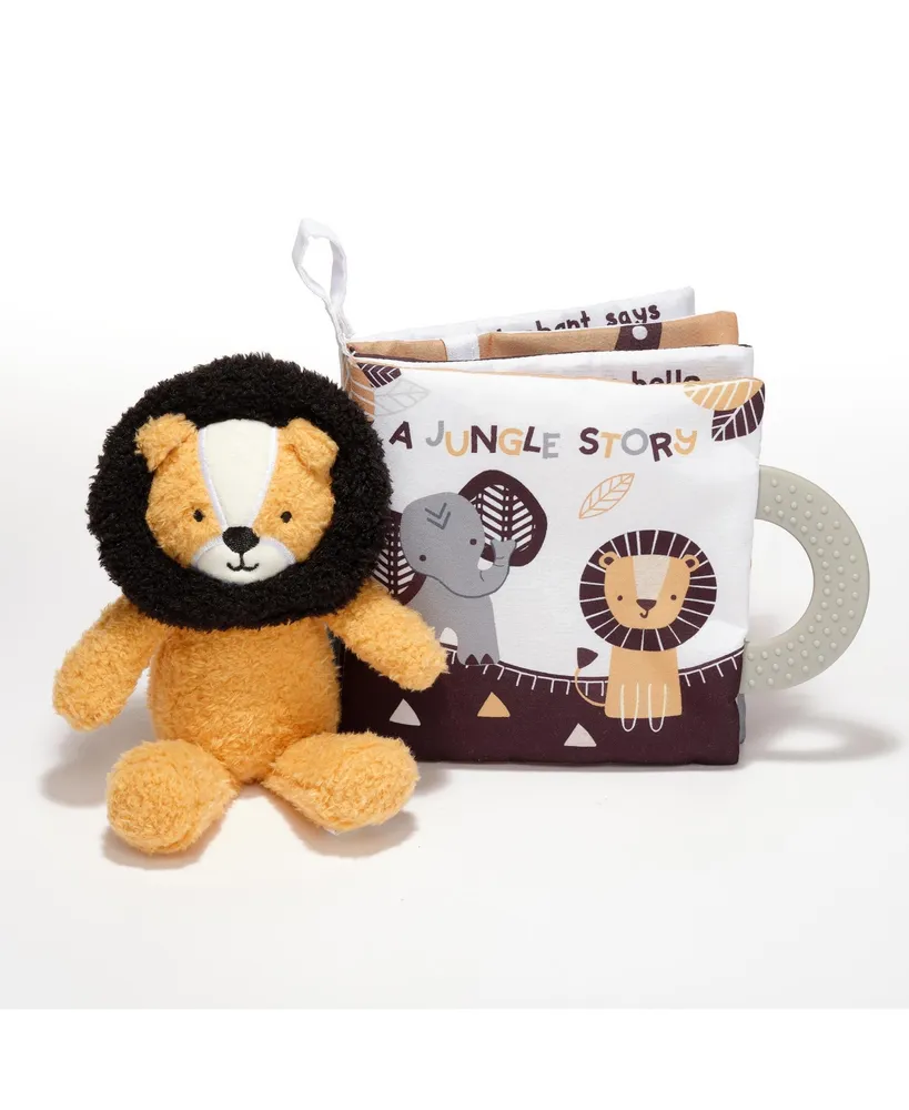 Lambs & Ivy Jungle Story Developmental Soft Book & Lion Plush Toy Gift Set