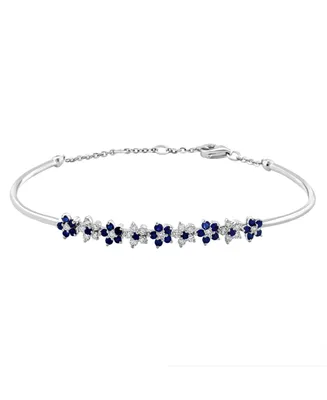 Lali Jewels Sapphire (5/8 ct. t.w.) and Diamond (1/3 ct. t.w.) Bangle in 14K White Gold