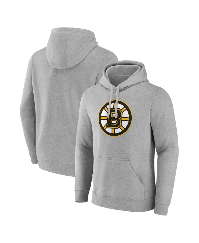 Men's Fanatics Heather Gray Boston Bruins Primary Logo Pullover Hoodie