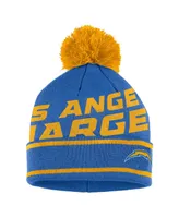 Women's Wear by Erin Andrews Powder Blue Los Angeles Chargers Double Jacquard Cuffed Knit Hat with Pom and Gloves Set