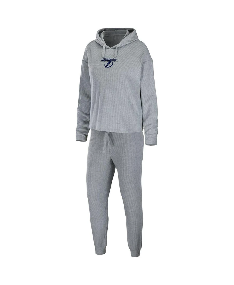 Women's Wear by Erin Andrews Heather Gray Tampa Bay Lightning Logo Pullover Hoodie and Pants Sleep Set