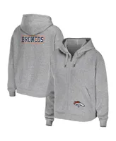 Women's Wear by Erin Andrews Heather Gray Denver Broncos Plus Size Full-Zip Hoodie