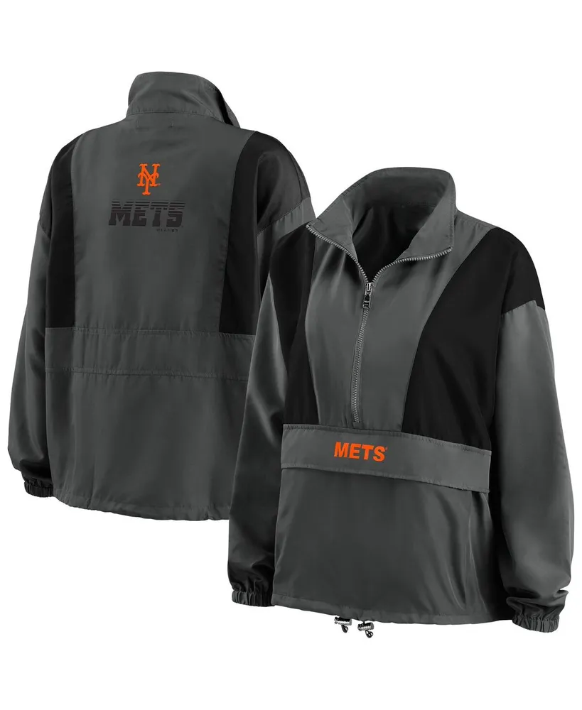 Women's Wear by Erin Andrews Charcoal New York Mets Packable Half-Zip Jacket