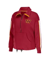 Women's Wear by Erin Andrews Burgundy Washington Commanders Logo Stripe Half-Zip Top