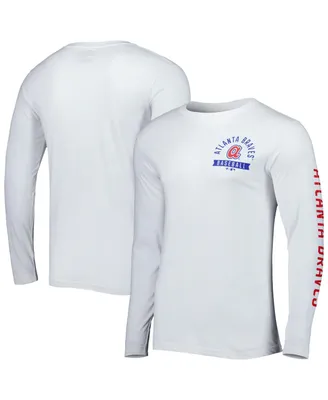 Men's Fanatics White Atlanta Braves Pressbox Long Sleeve T-shirt