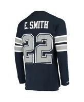 Men's Mitchell & Ness Emmitt Smith Navy Dallas Cowboys Throwback Retired Player Name and Number Long Sleeve Top