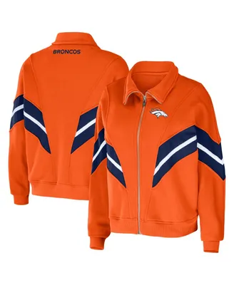 Women's Wear by Erin Andrews Orange Denver Broncos Plus Yarn Dye Stripe Full-Zip Jacket
