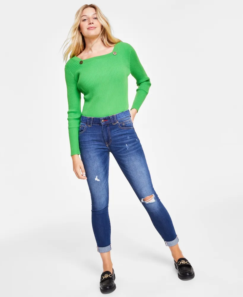 Tommy Hilfiger Women's Waverly Distressed Cuffed Skinny Jeans