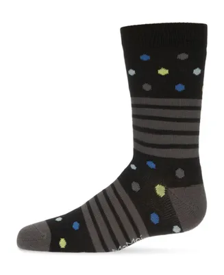 Boy's Stripe Dot Combo Cotton Blend Crew Socks