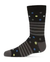 MeMoi Boys Stripe Dot Combo Cotton Blend Crew Socks