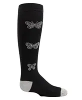 Girl's Glitter Butterfly Cotton Blend Knee High Socks