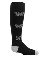 MeMoi Big Girls Glitter Butterfly Cotton Blend Knee High Socks