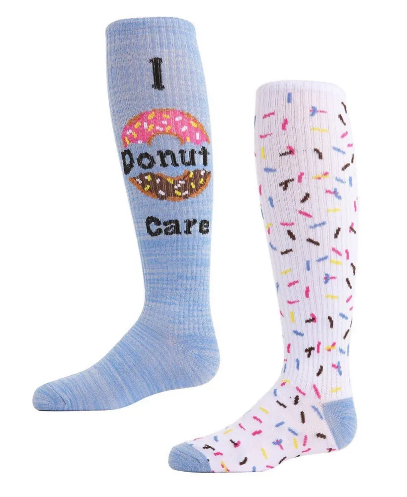 2 Pairs Girl's I Donut Care Knee High Socks - Assorted Pre