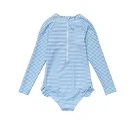 Toddler, Child Girls Cornflower Stripe Ls Surf Suit