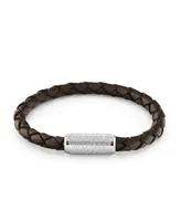 Tommy Hilfiger Men's Braided Tobacco Leather Bracelet