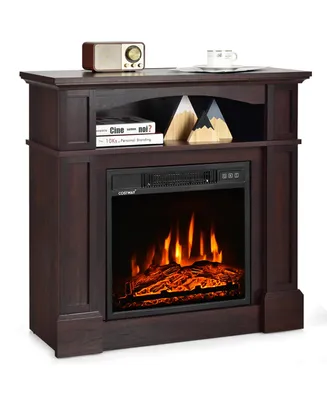 Costway 32" 1400W Electric Fireplace Mantel Tv Stand Space Heater
