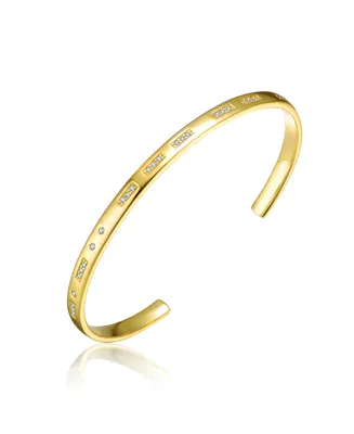 Rachel Glauber Ra 14K Gold Plated Cubic Zirconia Cuff Bracelet