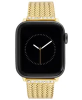 Anne Klein Women's Gold-Tone Stainless Steel Mesh Bracelet with Crystal Accents Compatible with 42/44/45/Ultra/Ultra 2 Apple Watch - Gold