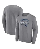 Men's Fanatics Heather Gray Milwaukee Brewers Simplicity Pullover Sweatshirt